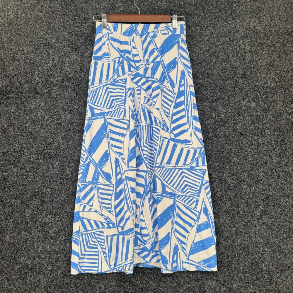 Lilly Pulitzer Blue White Sail Print Jersey Knit Maxi Skirt XS Coastal Resort